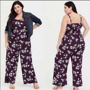 torrid wide leg shaping jumpsuit purple  SZ 3X